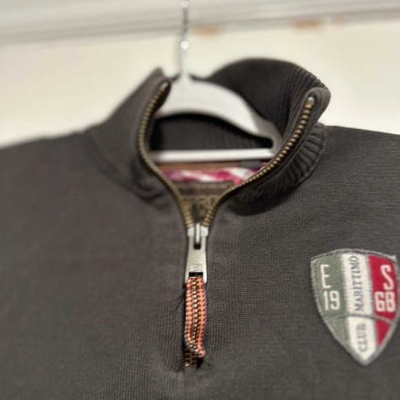 Mens Sz: S Esprit Dusty Black Club Marittimo 1/4 Zip Pullover Elbow Patches. - Picture 10 of 12